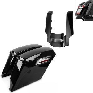 Sett: Sidekasse sett egnet for Harley Davidson Touring 94-13 Craftride Stretched 35Ltr i svart + bakskjermforlengelse egnet for Harley Davidson Touring 09-13 Craftride KV1 svart