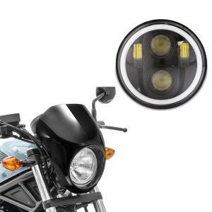 Sett: Lampemaske universal 5,75" frontlyktbekledning Craftride SM5 svart + LED hovedlykt 5,75 tommer egnet for Harley Davidson frontlykt svart Craftride M18