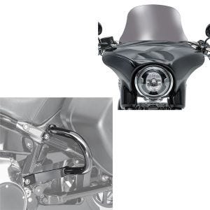 Sett: seteveske beskyttelsesstang egnet for Harley Davidson Sport Glide 18-24 koffertbeskyttelsesstang Craftride TG7 svart + frontrute egnet for Harley Davidson Sport Glide 18-24 Craftride L frontrute røykgrå