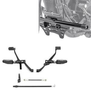 Sett: Motorsykkel fremre fotstøttesystem egnet for Harley Davidson Sportster 14-20 Craftride i svart + crashbar egnet for Harley Davidson Sportster 04-20 motorbeskyttelsesstang Craftride SC13