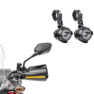 Håndbeskyttere egnet for Honda Varadero 125 / XL 1000 V + LED ekstra frontlykter med kollisjonsbrakett par