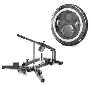 Sett: Motorsykkel dekkskifter ConStands for motorsykkeldekk 12-21" dekkskifter MD4 + LED frontlykt 7" egnet for Harley Davidson Street Glide / Special med E-merke svart
