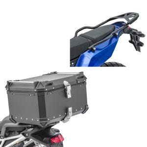 Toppkoffert i aluminium universal 65 liter + bagasjehylle egnet for Yamaha Tenere 700 19-24