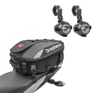 Bakpose 20-30 liter + innerlommer aluminiumskoffert + LED ekstra lys par