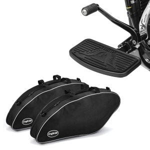 Sett: løpebrett driver pillion egnet for Harley Davidson fotstøtter foran-bak Crafride FB4 svart + veske innervesker egnet for Harley Davidson Sport Glide 18-24 Crafride vesker