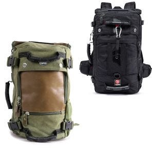 Ryggsekk HK2 haleveske 35L + Ryggsekk Canvas VG6 Vintage haleveske 28L retrogrønn