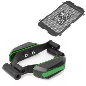 Crash pads egnet for Kawasaki Z 900 17-24 grønn + radiatordeksel + bremseskivelås alarm med påminnelseskabel