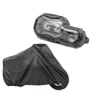 Presenning XXL + LED-frontlykter egnet for BMW F 800 GS 08-17 hovedlykter med ECE