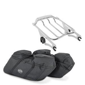 Sett: bagasjehylle AW avtagbar egnet for Harley Davidson Touring-modeller 09-23 krom Craftride + etui innervesker egnet for Harley Davidson Street Glide / Special Craftride SP4