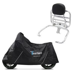 Presenning + bagasjebrett med sammenleggbar rygg som passer til Vespa GTS 300 / 250 / 125 08-22 krom