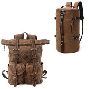 Ryggsekk Canvas RG7 Vintage 25L brun + Ryggsekk Canvas VG8 bagasjerull 35L brun