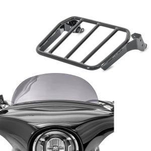 Sett: Bagasjehylle for sissy bar egnet for Harley Davidson Softail Sport Glide 18-24 svart Craftride + frontrute egnet for Harley Davidson Sport Glide 18-24 Craftride M frontrute røykgrå