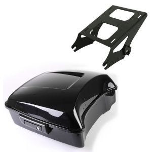 Sett: Topcase Chopped egnet for Harley Davidson Street Glide Special 15-23 svart LB Craftride + Topcase bærer dobbelt sete egnet for Harley Davidson Touring 14-23 svart Craftride