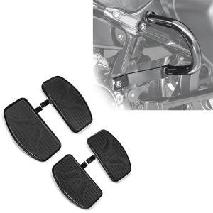 Sett: Løpebrett sett sjåfør og passasjer egnet for chopper / tilpasset sykkel Craftride FB1 svart CB54196 + salveske beskyttelsesstang egnet for Harley Davidson Sport Glide 18-24 koffertbeskyttelsesstang Craftride TG7 svart