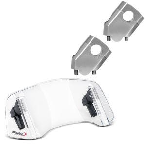 Styrestige egnet for BMW R 1150 GS / R 40mm aluminium sølv + frontrutespoilerfeste Puig 20764W klar