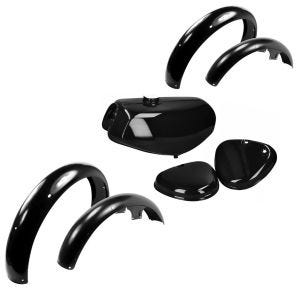 Sett: 2x skjerm foran / bak egnet for Simson S50 S51 S70 + 1x drivstofftank og sidedeksel svart