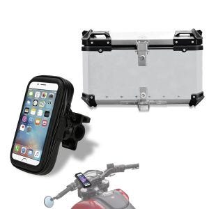 Smarttelefonholder SH10 + toppdeksel i aluminium som passer for Honda Africa Twin Adventure Sports / 1100 sølv