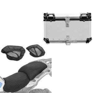 Toppkoffert i aluminium sølv + setetrekk / setetrekk som passer til BMW R 1250 GS Adventure 19-24