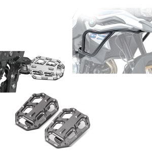 Fotstøtter grå + kåpebeskyttelsesstang egnet for BMW F 750 GS / BMW F 850 GS 18-23 tankbeskyttelsesstang på toppen