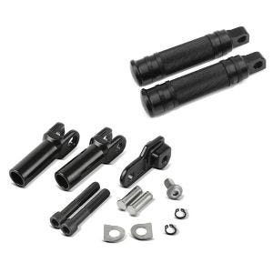 Sett: Motorsykkelfotstøtter Craftride FP28 sjåfør og passasjer egnet for Harley Davidson svart + passasjerfotstøtteholder egnet for Harley Davidson Softail Slim 12-17 Craftride svart