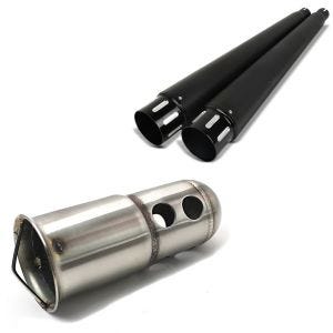 Sett: DB-Killer for Zaddox eksos med 51 mm manifoldtilkobling + eksospotter TP1 egnet for Harley Davidson Electra Glide Classic 95-12 svart Craftride
