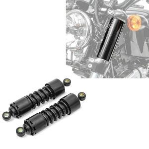Sett: støtdemper 11 tommer egnet for Harley Davidson Sportster Forty-Eight 48 fjærbeskyttere fra Craftride svart + gaffeldeksel egnet for Harley Davidson Sportster Forty-Eight 48 10-15 gaffeldeksel Craftride GC2