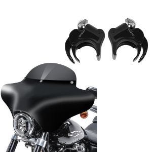 Sett: Batwing fairing MD8 egnet for Harley Davidson Dyna Fat / Street Bob Craftride + frontrutebraketter 49mm egnet for Harley Davidson Dyna Street Bob 06-17 frontruter svart Craftride