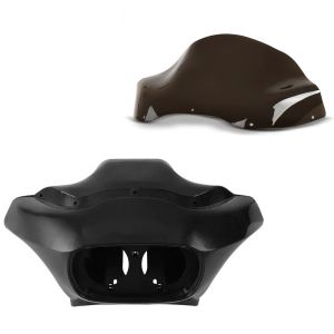 Sett: Frontrute egnet for Harley Davidson Road Glide / Custom 98-13 Wave 13" mørktonet Craftride + frontkledning innvendig og ytre egnet for Harley Davidson Road Glide / Custom 98-13 Craftride matt svart