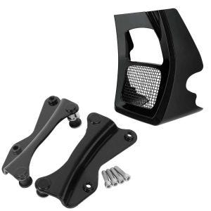 Sett: 4-punkts monteringssett egnet for Harley Davidson Street Glide 14-22 svart Craftride + frontspoiler egnet for Harley Davidson Road King Special 17-24 oljekjølerdeksel Craftride OV2 svart