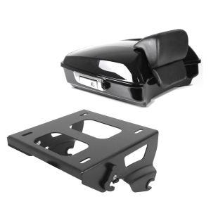 Sett: Toppkoffert egnet for Harley Davidson Street Glide 14-22 Craftride Razor GB9 svart + Bagasjehylle TP Solo sete egnet for Harley Davidson Street Glide 14-22 svart Craftride