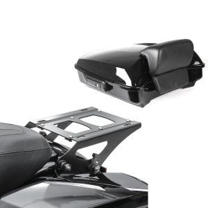 Sett: Toppboks motorsykkel Craftride svart DP251 + bagasjehylle TP flyttbar egnet for Harley Davidson Road Glide Special 15-23 svart Craftride