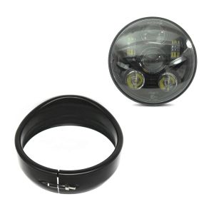 Frontlykt med lyktring 5,75" egnet for Harley Davidson Craftride svart