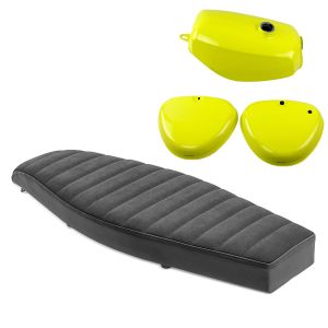 Flatbenksete VS1 Craftride egnet for Simson S51 / S50 / S70 + tank / bensintank med gult sidedeksel