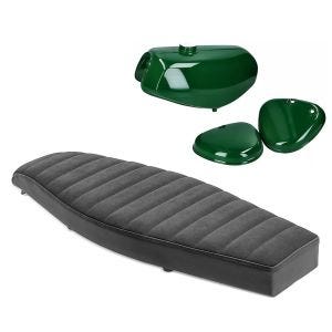 Flatbenksete VS1 Craftride egnet for Simson S51 / S50 / S70 + tank / bensintank med sidedeksel mørkegrønn