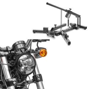 Sett: Motorsykkel dekkskifter ConStands for motorsykkeldekk 12-21" dekkskifter MD4 + LED hovedlykt 5,75 tommer egnet for Harley Davidson frontlykt svart Craftride