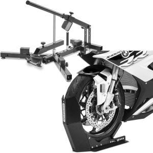 Sett: Dekkskifter for motorsykkeldekk 12-21" MD4 ConStands med transportstativ Easy-Fix opp til 21 tommer svart matt