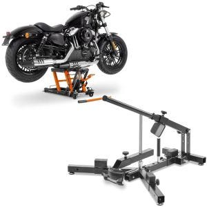 Sett: Midlift L lift egnet for chopper / custom sykkel opp til 680 kg eller ConStands med dekkskifter for M. dekk 12-21" MD4 CB38715
