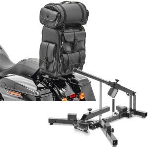 Sett: Sissybar bag med bagasjerull egnet for Chopper DLX PU skinn Craftride med dekkskifter egnet for M. dekk 12-21" MD4