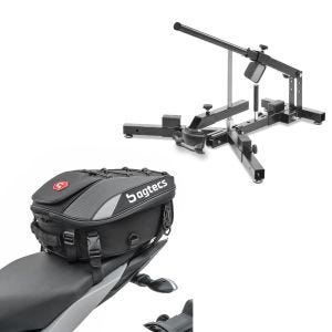 Sett: Dekkskifter for motorsykkeldekk 12-21" MD4 ConStands med motorsykkelbag X30 utvidbar 20-30L svart