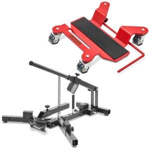 Sett: Dekkskifter for M. dekk 12-21" MD4 ConStands med manøvreringshjelp for hovedstativ Easy Mover I opp til 300kg rød