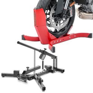 Sett: Dekkskifter for motorsykkeldekk 12-21" MD4 ConStands med motorsykkelvippe Easy-Plus opptil 21 tommer rød