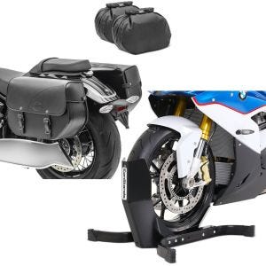 Sett: Motorsykkel-salvesker R/L Kentucky 30Ltr Chopper sw Craftride med motorsykkelvippe Easy-Plus opp til 21 tommer sw