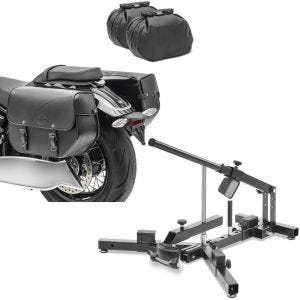 Sett: Motorsykkel-salvesker R/L Kentucky 30Ltr Chopper sw Craftride med dekkskifter egnet for M. dekk 12-21" MD4