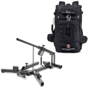 Sett: Dekkskifter for motorsykkeldekk 12-21" MD4 ConStands med motorsykkelryggsekk HK4 halebag 45Ltr i svart