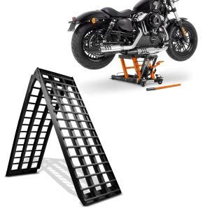 Sett: Adkomstrampe i aluminium V sw, opp til 680 kg, sammenleggbar, egnet for motorsykkel ConStands med lift Midlift L opp til 680 kg oransje