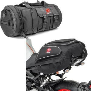 Sett: Motorsykkel hale bag TB8 bagasjerull 35Ltr i svart Bagtecs med motorsykkel halebag X50 bakre 50Ltr i svart