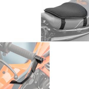 Sett: Motorsykkelspakbeskytter X1 sw Zaddox med gel setepute M univ komfortpute sw