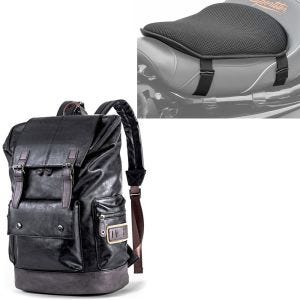 Sett: Motorsykkelryggsekk RL3 halebag Vintage 24Ltr sw Craftride med gel setepute M Universal komfortpute sw