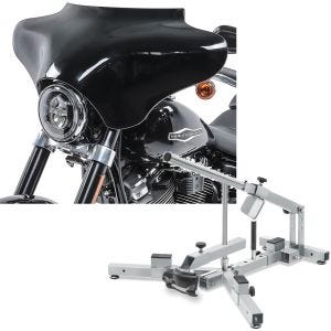 Sett: Batwing kåpe egnet for Harley Davidson Road King / Softail / Fat Boy Craftride svart + motorsykkel dekkskifter for motorsykkeldekk 12-21" dekkveksler ConStands MD4Z