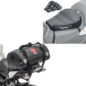 Sett: Motorsykkel hale bag Drybag XF30 vanntett volum 30l Bagtecs med motorsykkel luftpute Air Deluxe M sw